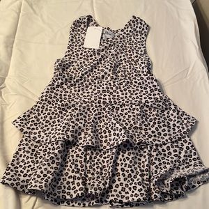 SLS Apparel kids leopard ruffle skirt and racer back matching top